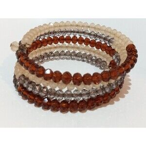Bohemian Earth Toned Faceted Resin Beaded Wire Wrap Bracelet